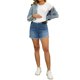 thumbnail image 2 of Pantalones Cortos de Mezclilla para Maternidad de INSPIRE CHIC para Mujeres, Línea A, Cintura Ajustable Sobre el Vientre, Jeans de Verano para Embarazo y Postparto, Talla S, Azul, 2 of 6
