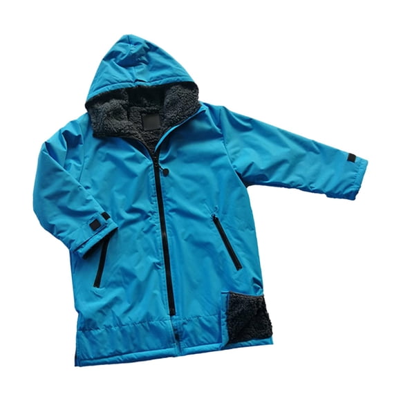 Niños Con Capucha Cambio De Bata Chaqueta Traje Outwear Abrigo De Lluvia Cálido Surf Swim Parka Azul Gris