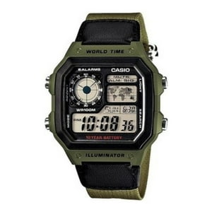 Reloj Digital Verde Casioae-1200Whb-3Bv