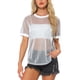 thumbnail image 1 of INSPIRE CHIC Camiseta de Malla para Mujer Cubierta de Fiesta Manga Corta Transparente Tops L Plata Blanca, 1 of 6