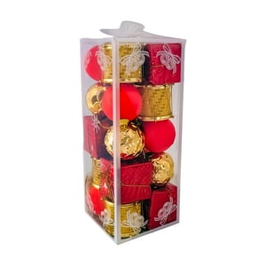 Stk - Set 20 Adornos Colgantes Árbol Navidad Rojo 4,5Cms