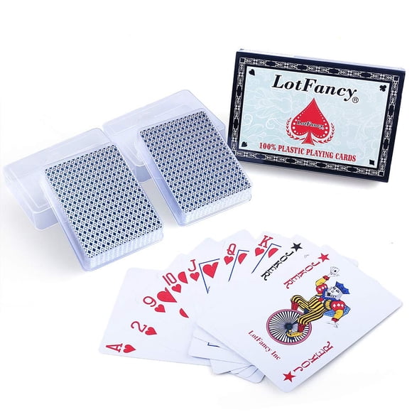 Playing Cards LotFancy, 2 barajas 100% de plástico, impermeables