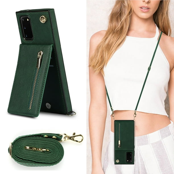 Crossbody Wallet Case Case For Samsung Galaxy S23 S22 Plus Note 20 Ultra With Card Slot Holder, Magnetic Flip Folio Purse Case, PU Leather Zipper Handbag With Detachable Lanyard Strap