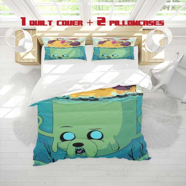 3pcs Adventure Time Style Printed Bedding Set Soft Duvet Cover and Two Pillowcases All Season Use