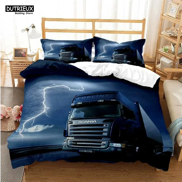 Scania Truck Duvet Cover Set Soft Comforter Cover Microfiber Animal Bedding Set Tiger Pattern Quilt Cover For Room Decor3Pcs Bed Sheets