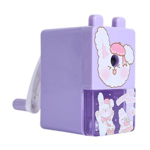 Magideal - Sacapuntas Manual De Lápiz Afilador Giratorio De Escritorio Afilador De Lápices De Arte Sacapuntas Portátil Con Depósito Grande Hecho De Material Conejo De Fresa