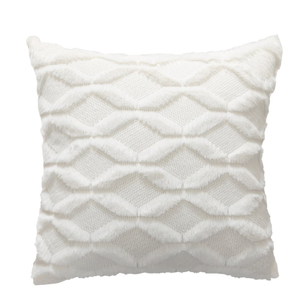 Funda de almohada de felpa acolchada de conejo, funda de almohada de sofá de color liso