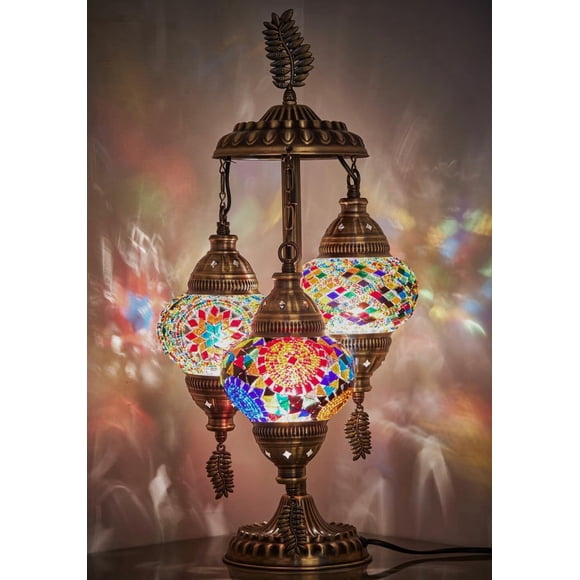 Lámpara de mesa DEMMEX 53 cm de vidrio mosaico multicolor