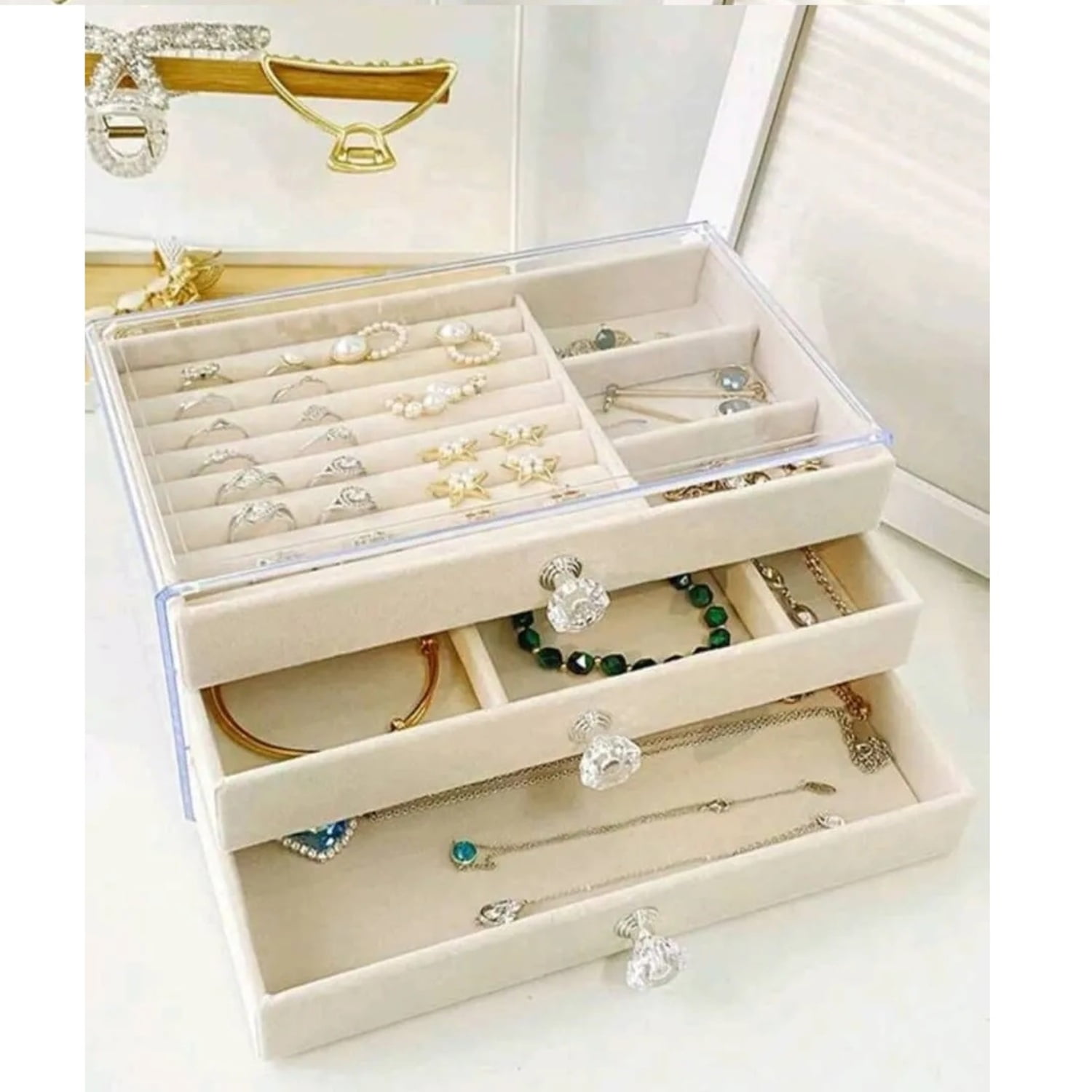 Genérico - Joyero Organizador De Prendas De 3 Niveles Acrílico 3 Gaveta