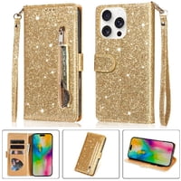 Funda Para Foxdock Elegante Funda Iphone 16 Pro Glitter Con Cremallera-Ideal Para El Uso Diario