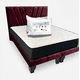 thumbnail image 1 of Cama Dos Plazas con Colchon + Pack de Almohadas Tapizado en Felpa Burdeo, 1 of 6