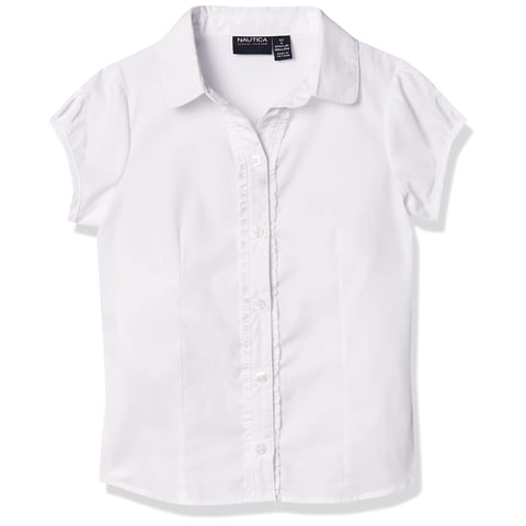 Blusa Nautica Con Volantes Para Niñas Pequeñas, Blanca, Talla 4