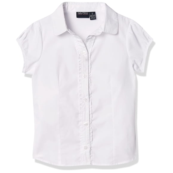 Blusa Nautica con volantes para niñas pequeñas, blanca, talla 4