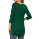 thumbnail image 3 of INSPIRE CHIC Blusas para Mujer Cuello Redondo Manga 3/4 Decoración de Botones Dobladillo Irregular Estilo Casual Blusa M Verde Oscuro, 3 of 7