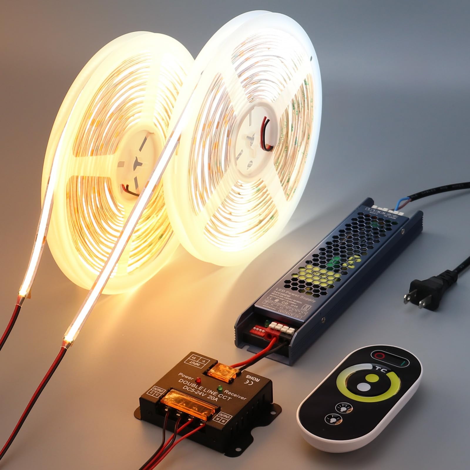 Tira De Luces Led Benlun De 24 V Cct Cob, 65.6 Pies Con Control Remoto