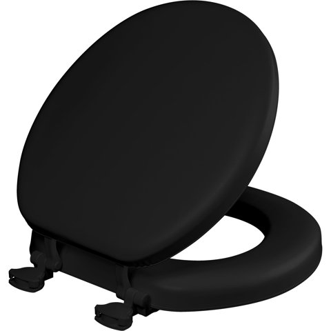 Asiento De Inodoro Mayfair Acolchado Y Acolchado De Vinilo Suave Negro Redondo