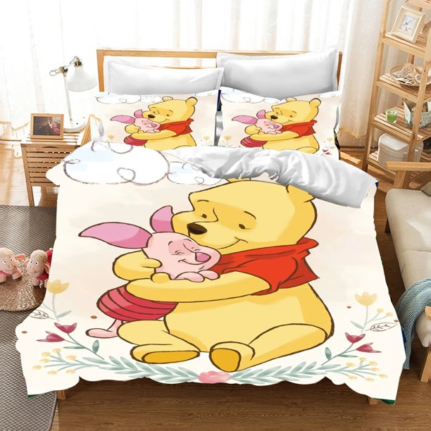 Anime Winnie the Pooh Printed Bedding Sets exquisite bed supplies set duvet cover bed comforter set bedding set birthday gift Bed Sheets
