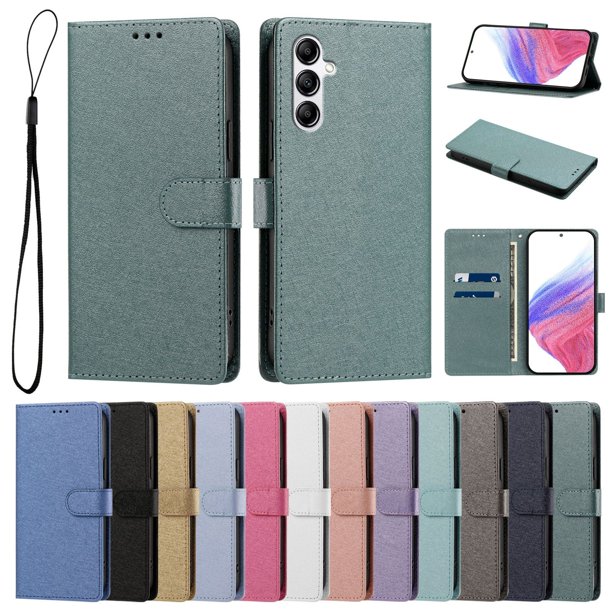 Cartera Funda para Samsung Galaxy A14 Carga Inalámbrica, Verde Oscuro