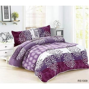 Aladdins Shop - Cobertor De Invierno De Plush Y Chiporro 2 Plazas Morado Flores