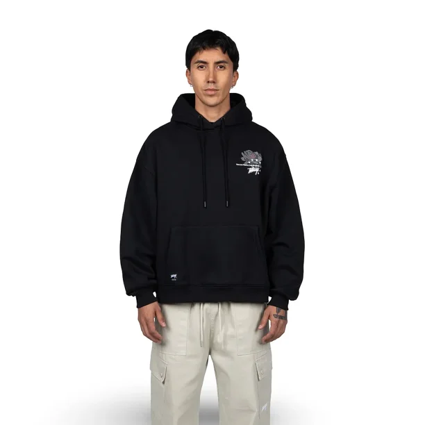 Polerón Hombre Oversize Negro Estampado Espalda Whatup