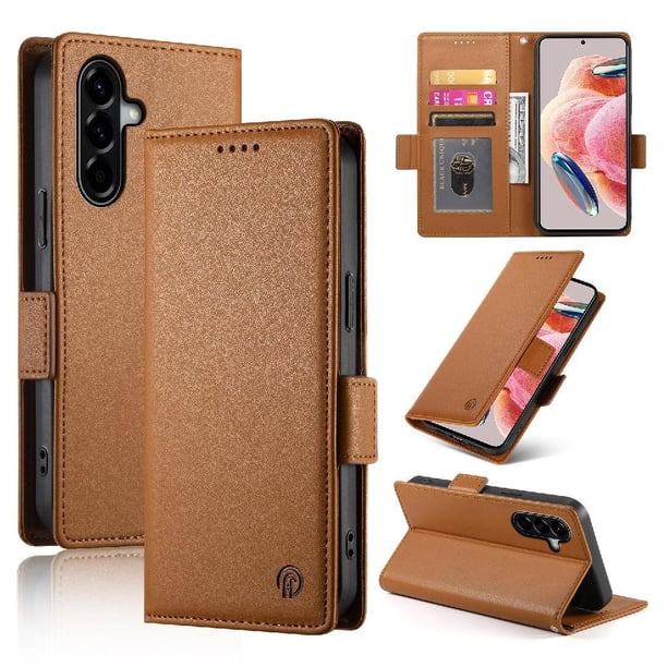 Funda Cartera Magnética con Tarjetas y Soporte para Samsung Galaxy A37 5G Marrón