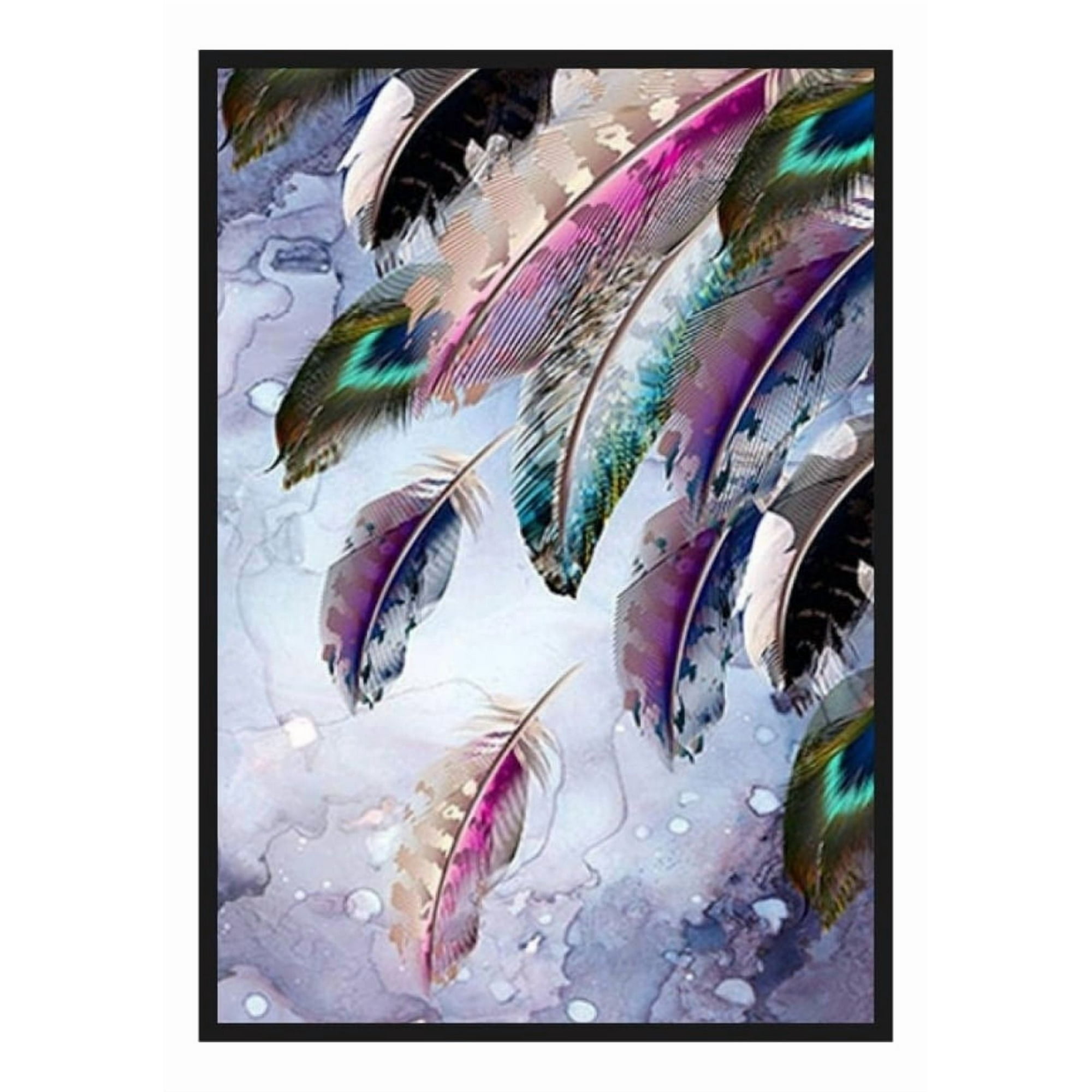 Genérico - Cuadro Decorativo Abstracto Plumas Moderno Arte Hogar Jhn