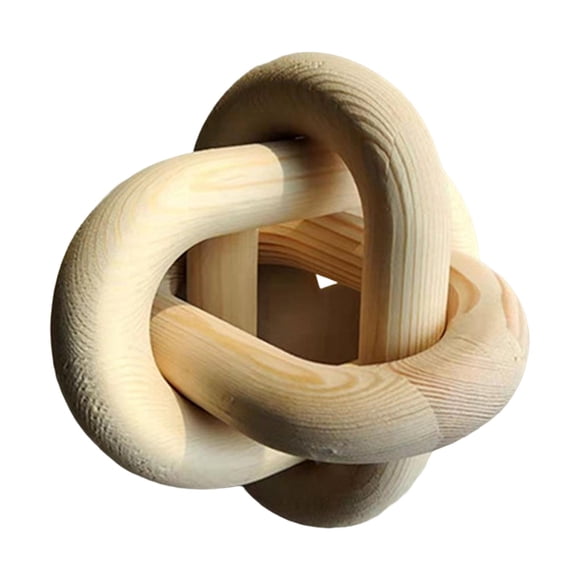Boho Wood Chain Link Nudo Escultura Artesanía Gabinete De Fiesta Sala De Estar Beige