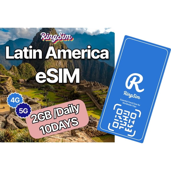 eSIM ringsim Latinoamérica 10 DÍAS 2 GB/Día 5G/4G