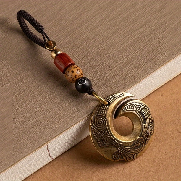 Vintage Chinese Style Handmade Lucky Fish Brass Car Pendant Key Chain Keyring Hanging Craft - Perfect Gift!