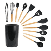 Set 11 De Cocina Belug Antiadherentes De Silicona + Almacenamiento Negro