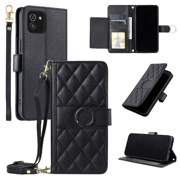Funda tipo billetera FOXDOCK para Samsung Galaxy A03 – Tapa abatible con correa para mujer