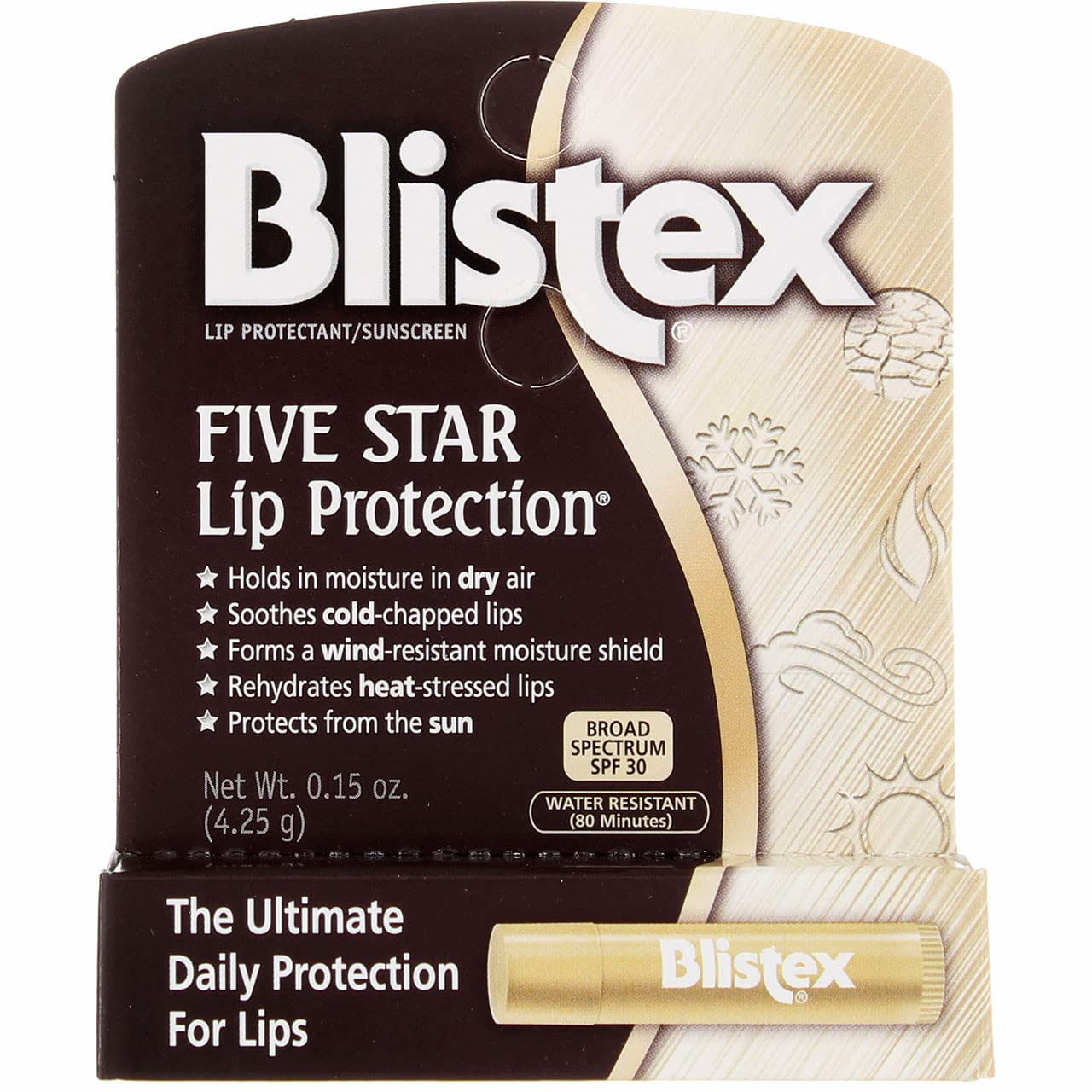 Bálsamo Labial Blistex 5 Star, Protección Labial De 4,4 Ml, Spf30, Paquete De 3