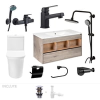 Stretto - Pack Baño Asturias | Mueble + Griferías + Accesorios + Sanitario Wc