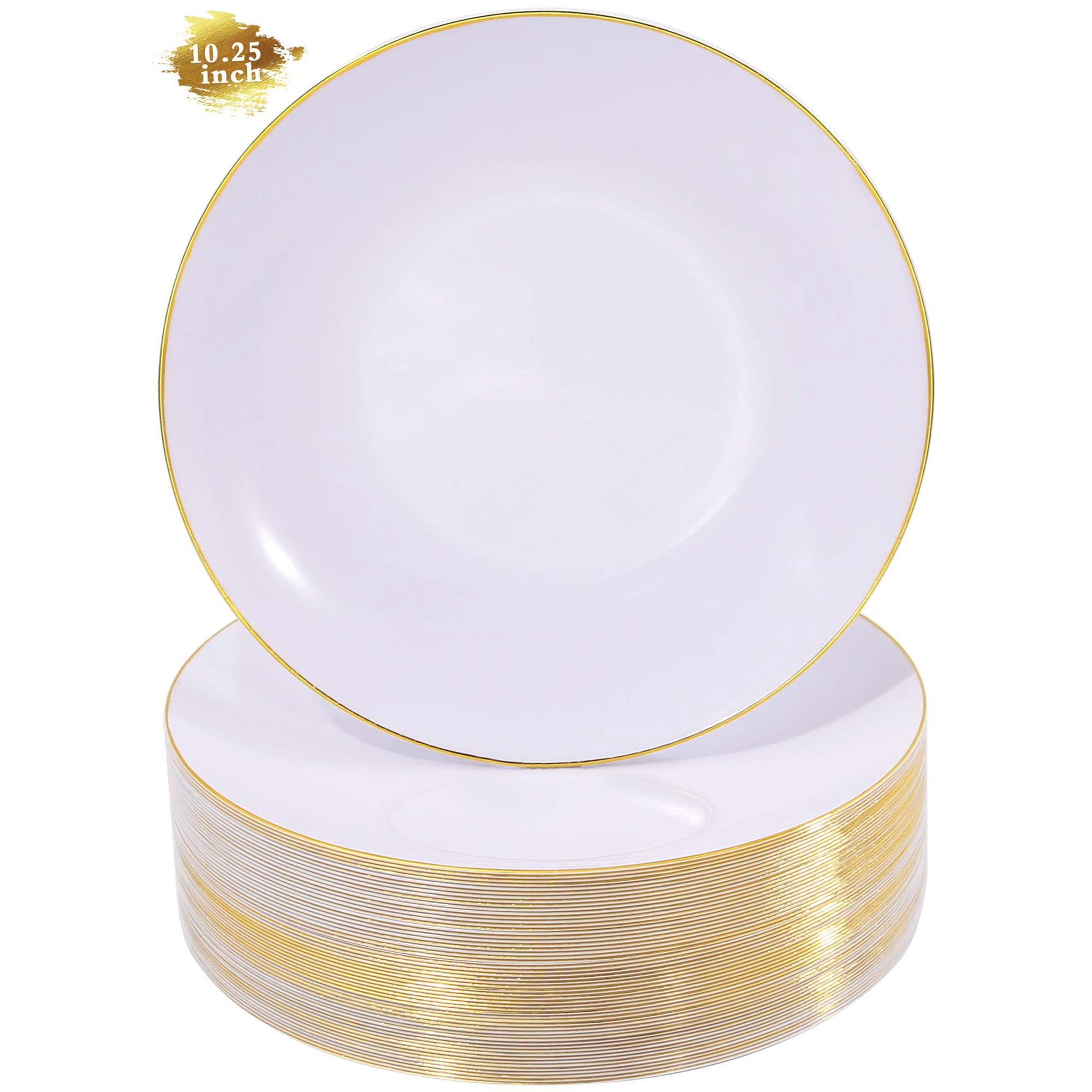 Platos Desechables Nervure Gold Plastic 26 Cm 100 Piezas