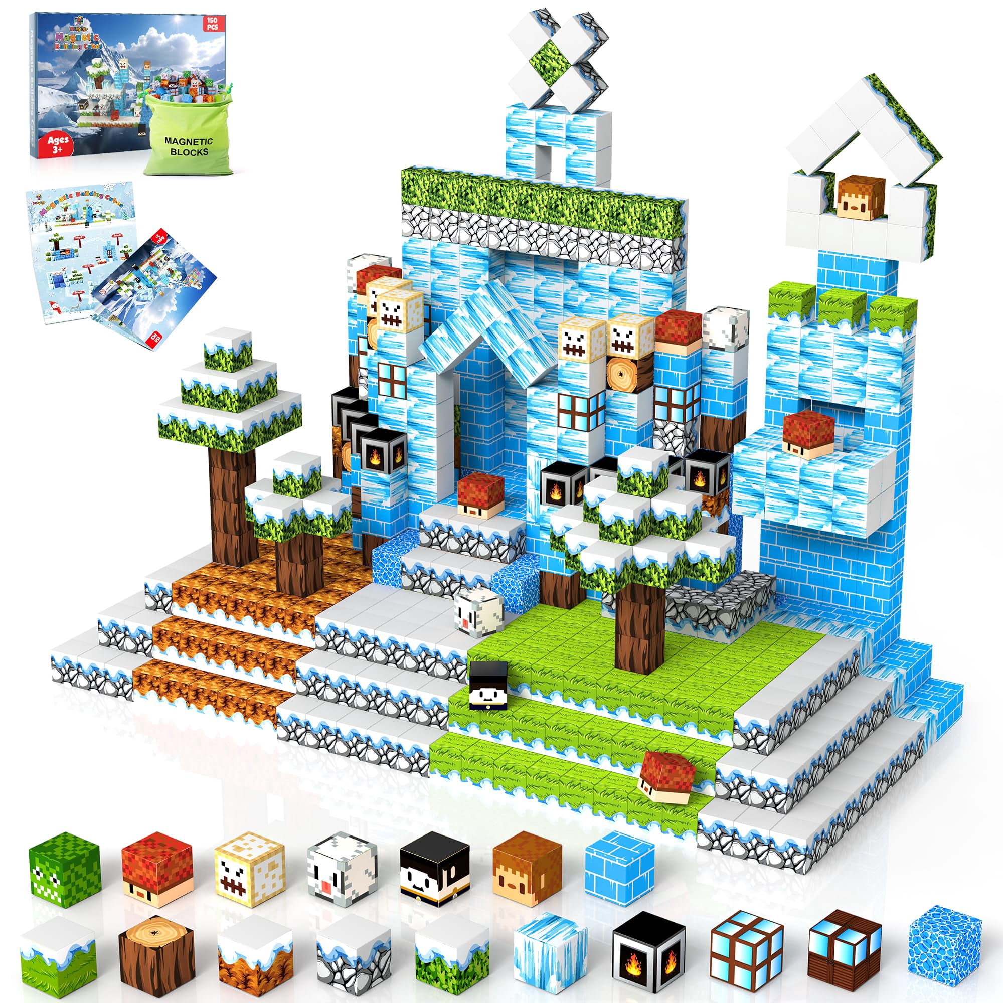 Bloques De Construcción Magnéticos Hltyigr 150pcs Snow Mountain