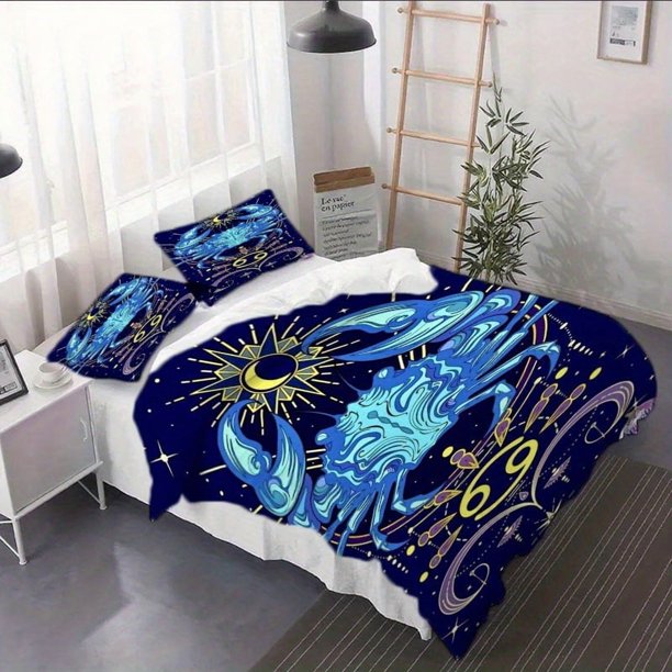 3pcs Cancer Duvet Cover Set - Printed Bedding Soft Duvet Cover And 1/2 Pillowcases
