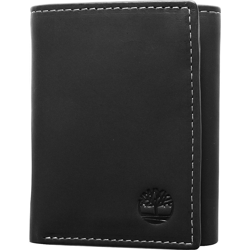Cartera De Cuero Tríptica Para Hombre Timberland Con Ventana Para Id, Negra