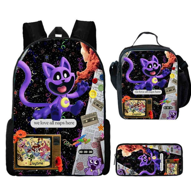 3Pcs Set Smiling Mochila C-Critters Backpacks with Lunch Bags ,Pencil Case,Light Weight and Durable Children Backpack Book Bags
