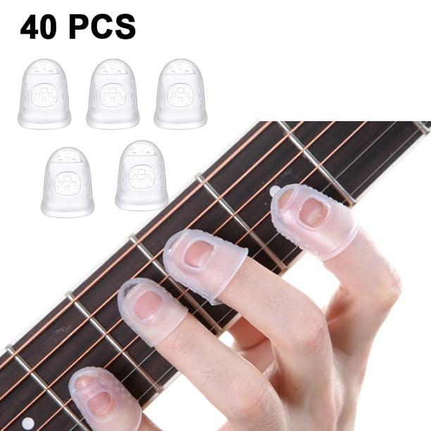 Protectores de dedos de silicona para guitarra, protectores de dedos para guitarra, protectores de dedos para ukelele, protectores de dedos para bajo, 5 tamaños, 40 unidades