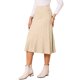 thumbnail image 4 of INSPIRE CHIC Falda Plisada de Mujer Cintura Alta Elástica Línea A Tejido de Punto Acanalado Falda Midi Suéter Conjunto de Otoño Invierno M Beige, 4 of 6