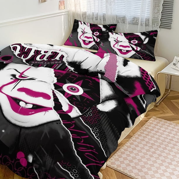 Pennywise Print Bedding Set Pattern Duvet Cove Set 3 Pieces 1 Quilt Cover And 2 Pillowcases for Women Men Teens