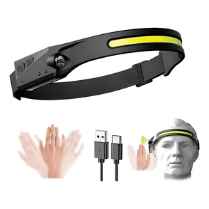 Genérico - Linterna Led Frontal Cintillo Recargable Deporte Con Envío Blanco Negro