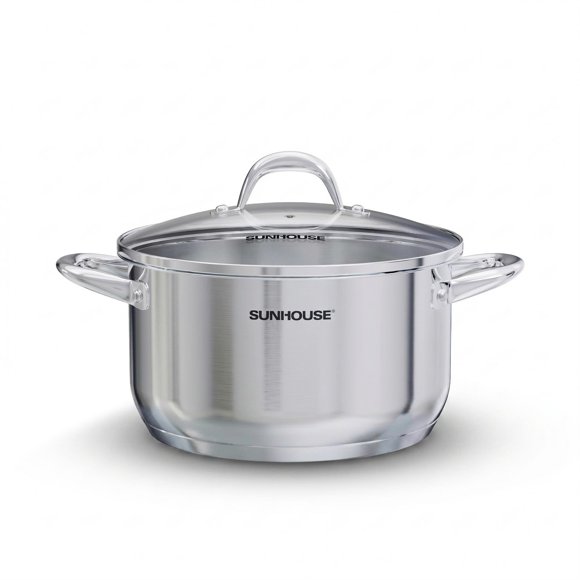 Cacerola Sunhouse de 6 L de acero inoxidable con tapa