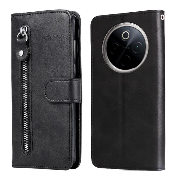 Funda con Cremallera para Google Pixel 9A, Carcasa Cartera de Cuero PU con Soporte y Tarjetero