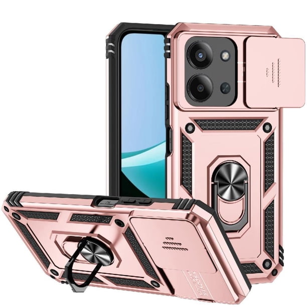 Funda Resistente Anillo Soporte Xiaomi Redmi 15C Privacidad Cámara Montaje Magnético Oro rosa