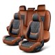 thumbnail image 1 of Fundas de asiento TINRAIYANG - Juego completo de cuero marrón y negro, 1 of 8