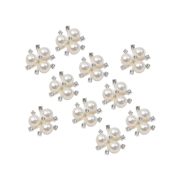 10 Botones De Cuentas De Diamantes De Imitación Con Reverso Plano Para Accesorios De Ropa