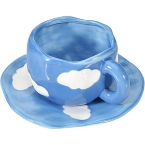 Veat00L - Juego De Cafetera Cerámica, Diseño De Lindo Juego De Tazas Creativas, Adecuado Para Lavavajillas Y Microondas, 6 Onzas / 180 Ml Para Leche De Té Con Leche