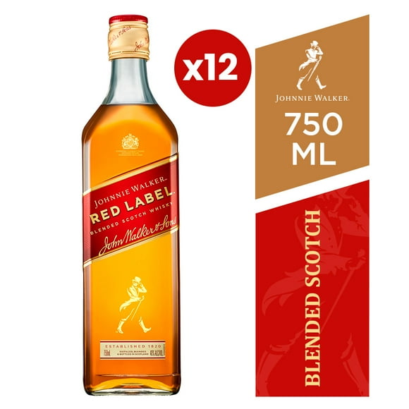 12x Whisky Johnnie Walker Red Label Botella 750ml