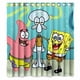 thumbnail image 1 of Cortina de ducha de Bob Esponja con dibujos animados, juego de cortinas de baño con ganchos, tamaño 66 x 72 pulgadas, 1 of 3